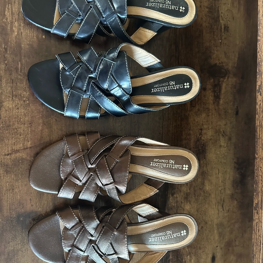 Naturalizer Women's Elegant Black and Rich Brown Sandals